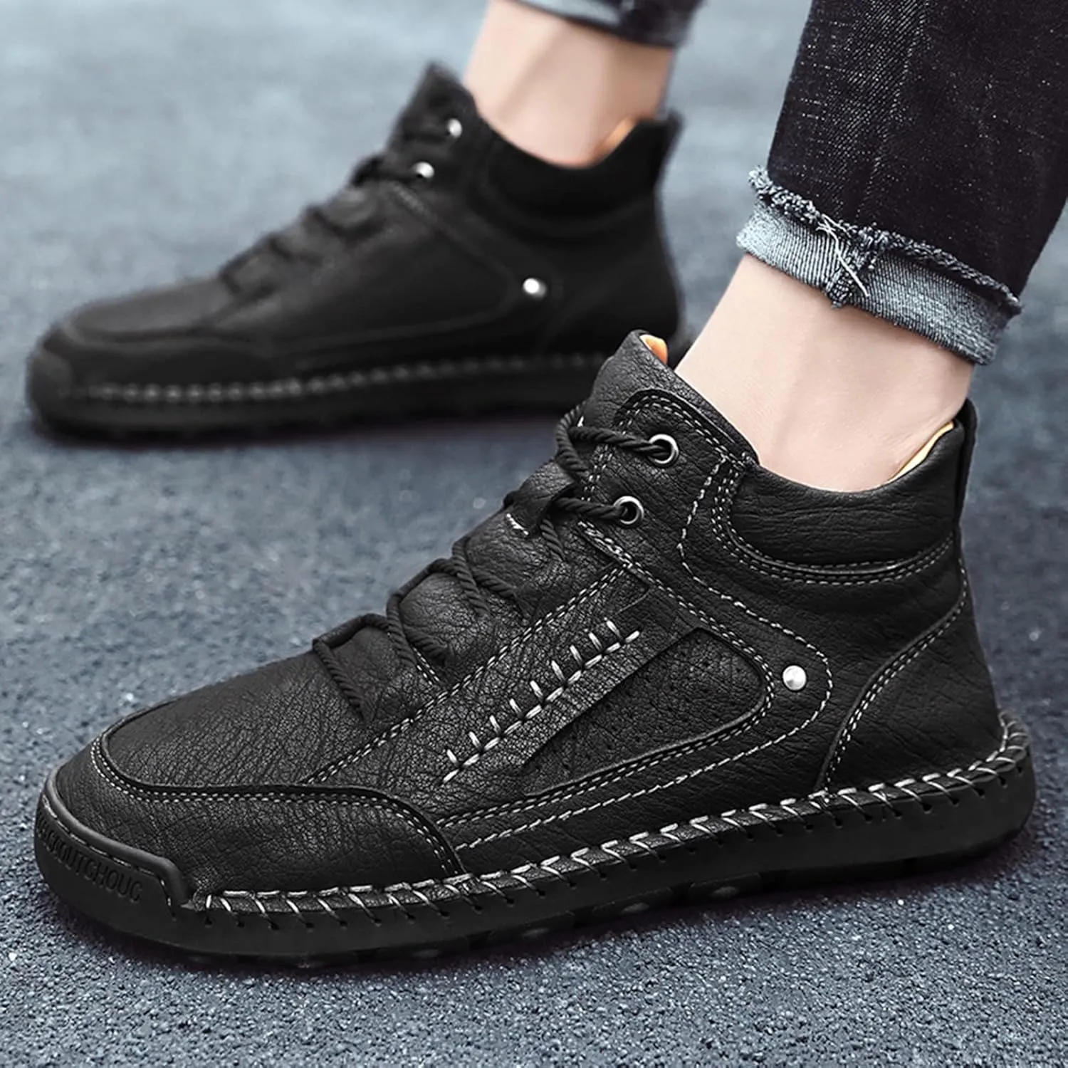 2022 New Large Size Border Handmade Retro Leather Comfortable Casual Shoes Leather Boot Shoes