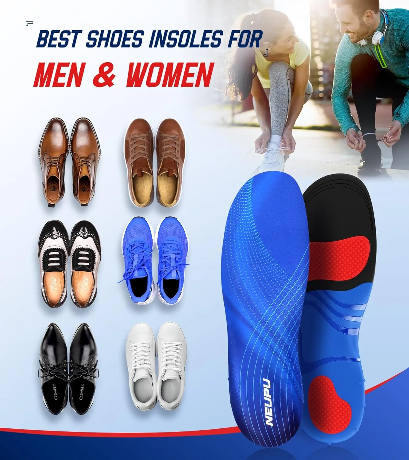 240 lbs Heavy Duty High Arch Support Orthotic Insoles for Plantar Fasciitis Pain Relief - For Men, Women, Work Boots, Shoes