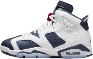 Air Jordan 6 Retro Big Kids' Shoes (384665-164, White/Midnight Navy/Varsity Red) Size 5