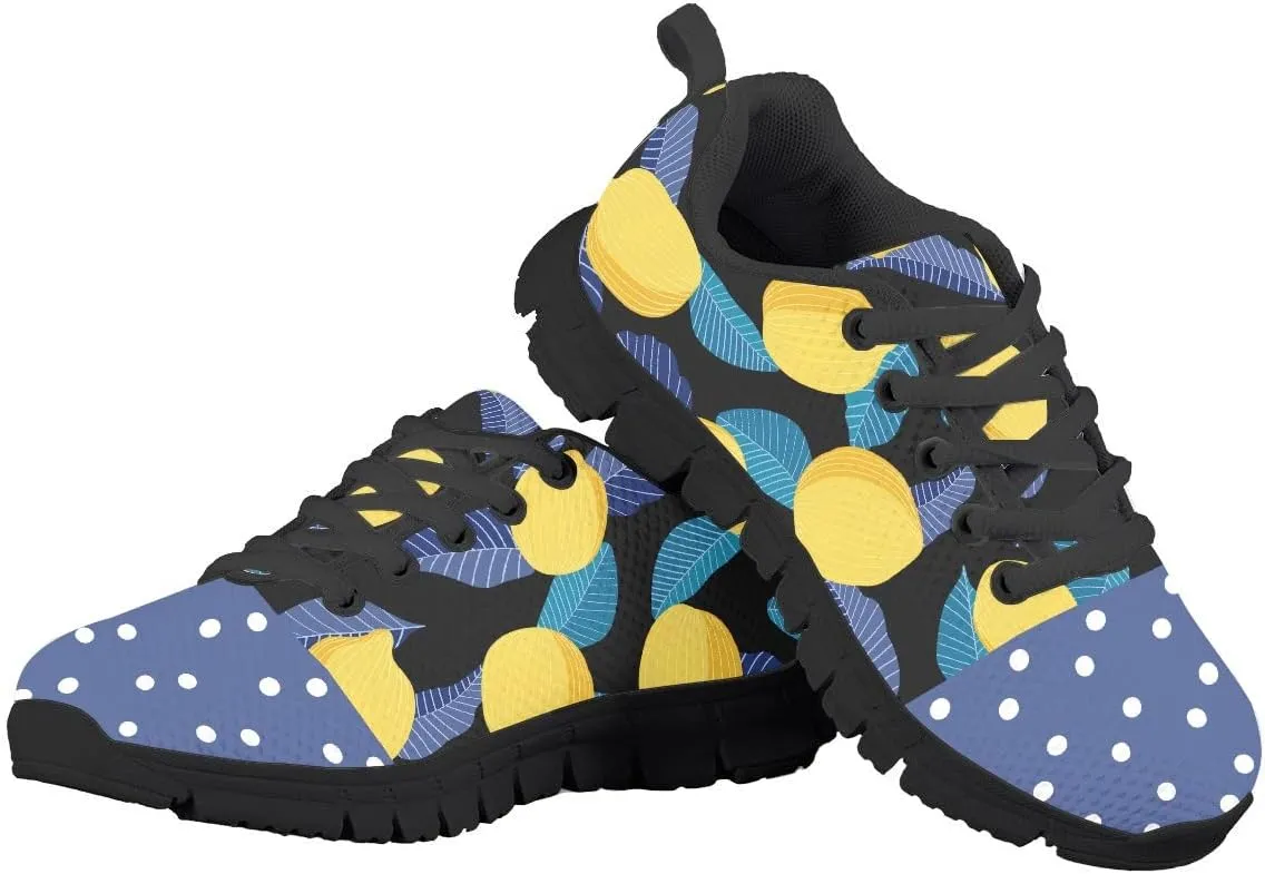 AmzPrint Pineapple Print Unisex-Child Mesh Comfy Tennis Walking Shoes Lace Up Low-Top Little Girls Running Shoes Size 1 Green