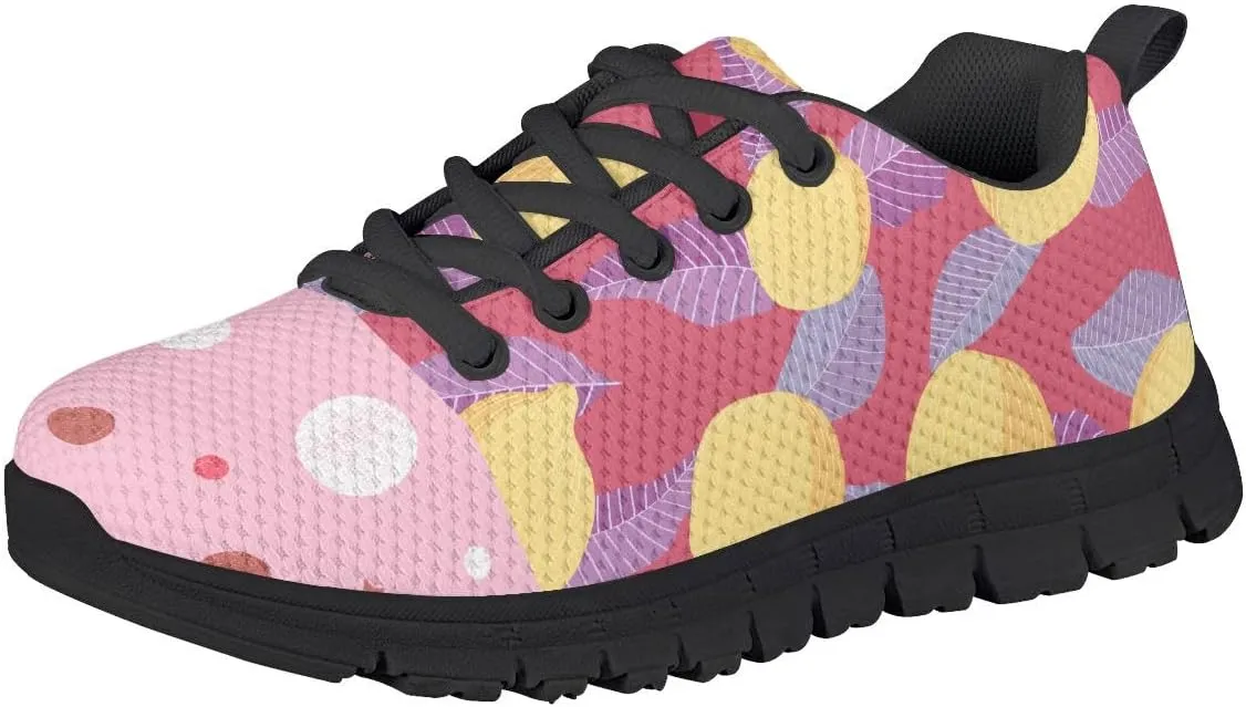 AmzPrint Pineapple Print Unisex-Child Mesh Comfy Tennis Walking Shoes Lace Up Low-Top Little Girls Running Shoes Size 1 Green