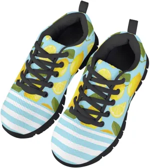 AmzPrint Pineapple Print Unisex-Child Mesh Comfy Tennis Walking Shoes Lace Up Low-Top Little Girls Running Shoes Size 1 Green