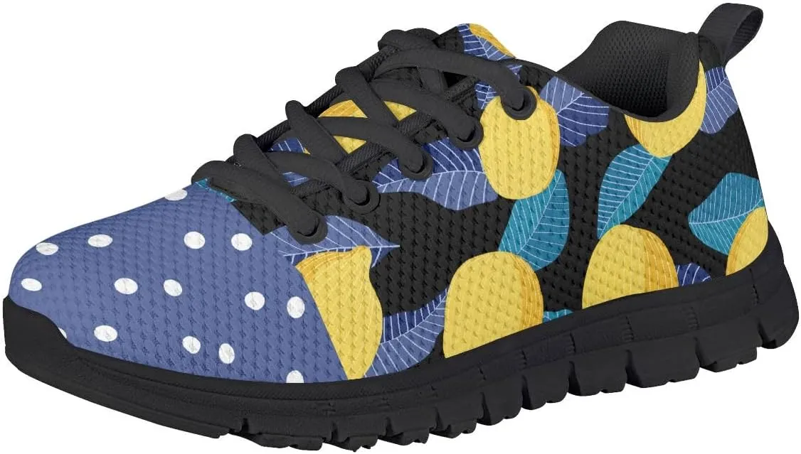 AmzPrint Pineapple Print Unisex-Child Mesh Comfy Tennis Walking Shoes Lace Up Low-Top Little Girls Running Shoes Size 1 Green