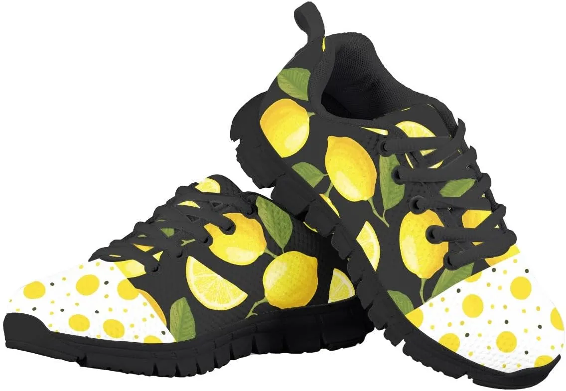 AmzPrint Pineapple Print Unisex-Child Mesh Comfy Tennis Walking Shoes Lace Up Low-Top Little Girls Running Shoes Size 1 Green