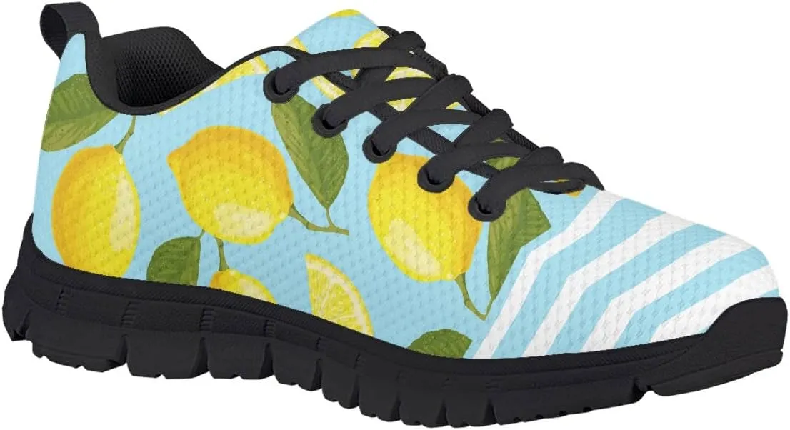 AmzPrint Pineapple Print Unisex-Child Mesh Comfy Tennis Walking Shoes Lace Up Low-Top Little Girls Running Shoes Size 1 Green