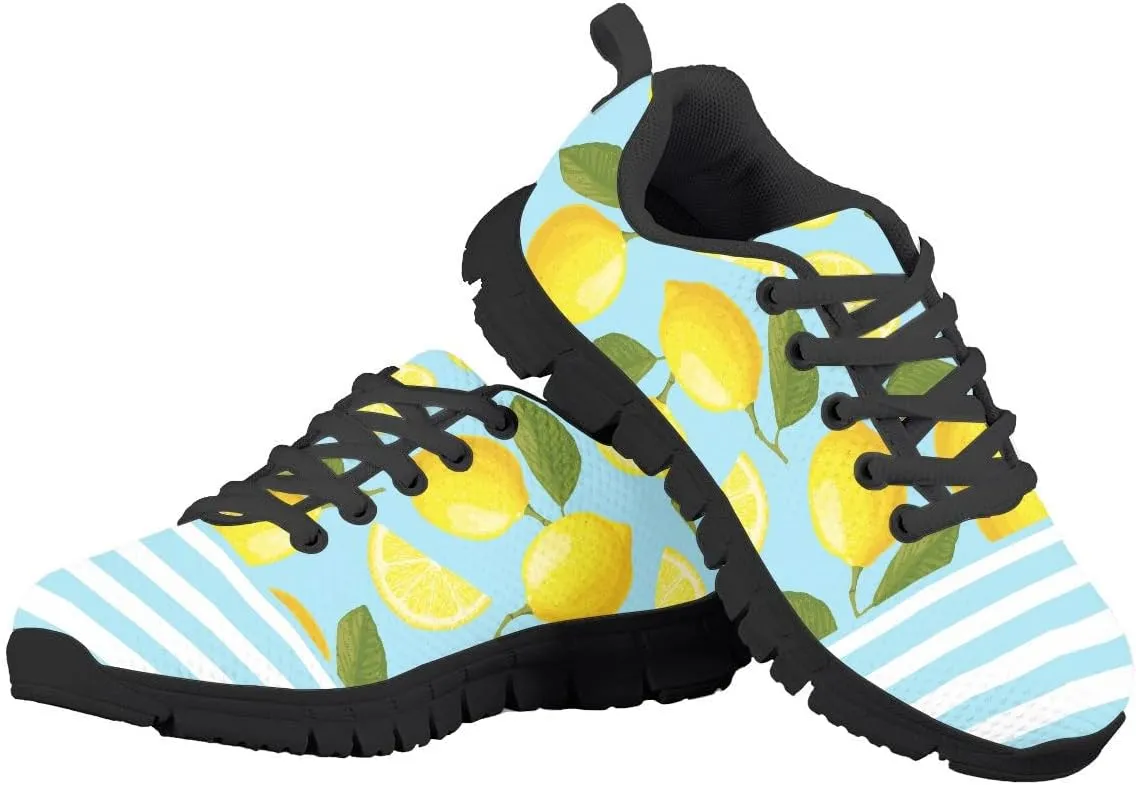 AmzPrint Pineapple Print Unisex-Child Mesh Comfy Tennis Walking Shoes Lace Up Low-Top Little Girls Running Shoes Size 1 Green