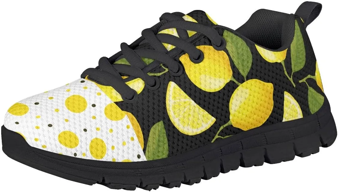 AmzPrint Pineapple Print Unisex-Child Mesh Comfy Tennis Walking Shoes Lace Up Low-Top Little Girls Running Shoes Size 1 Green