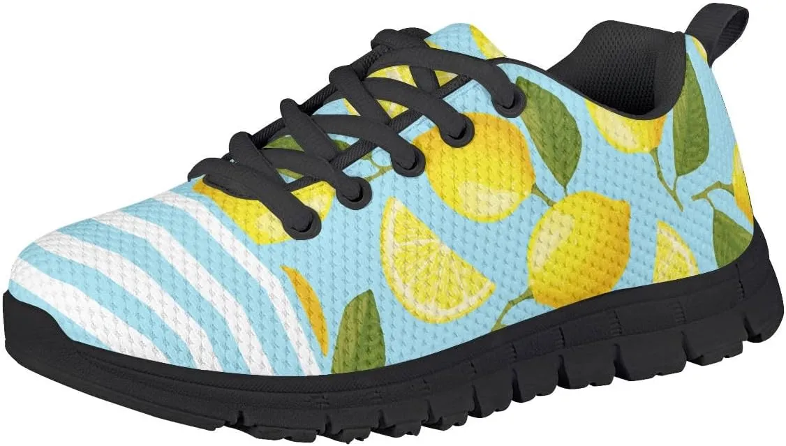 AmzPrint Pineapple Print Unisex-Child Mesh Comfy Tennis Walking Shoes Lace Up Low-Top Little Girls Running Shoes Size 1 Green