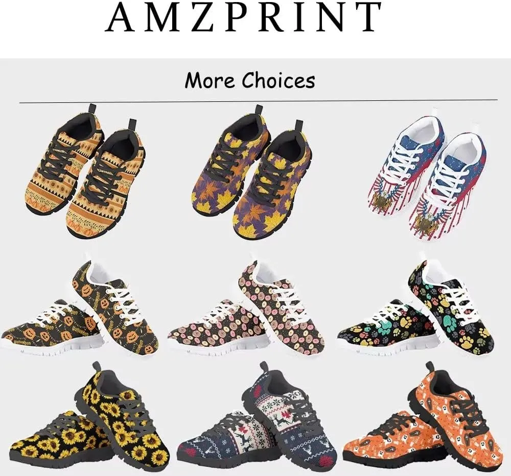 AmzPrint Pineapple Print Unisex-Child Mesh Comfy Tennis Walking Shoes Lace Up Low-Top Little Girls Running Shoes Size 1 Green