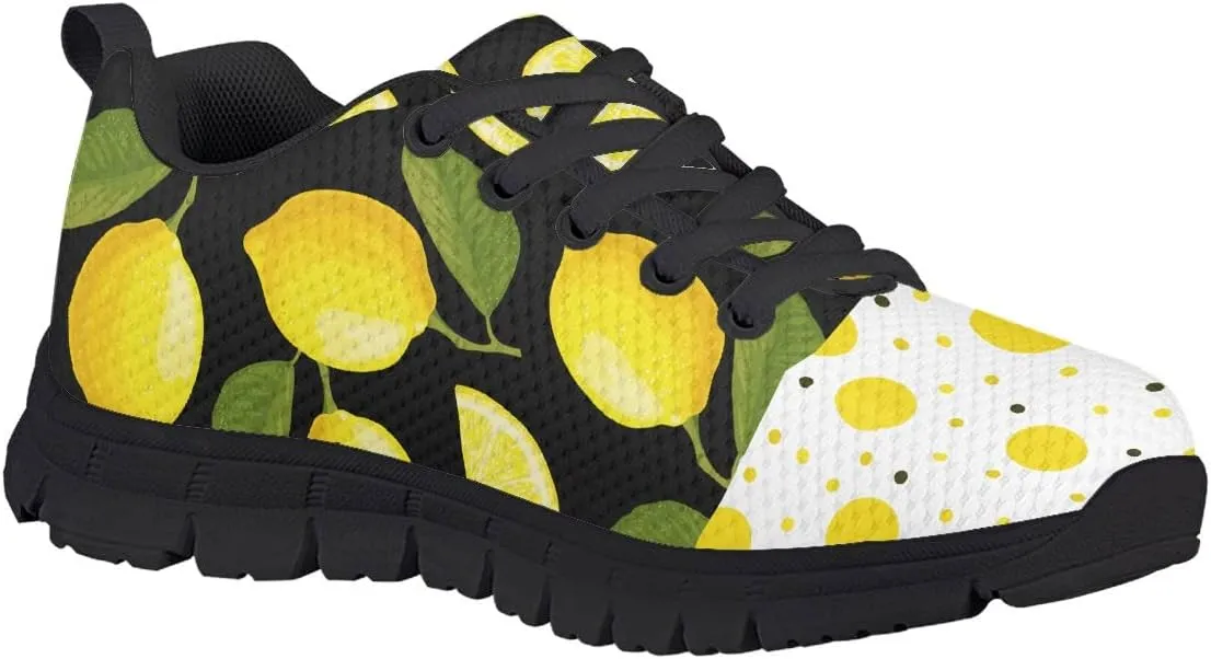 AmzPrint Pineapple Print Unisex-Child Mesh Comfy Tennis Walking Shoes Lace Up Low-Top Little Girls Running Shoes Size 1 Green