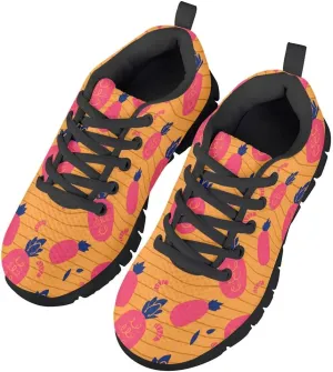 AmzPrint Pineapple Print Unisex-Child Mesh Comfy Tennis Walking Shoes Lace Up Low-Top Little Girls Running Shoes Size 1 Green
