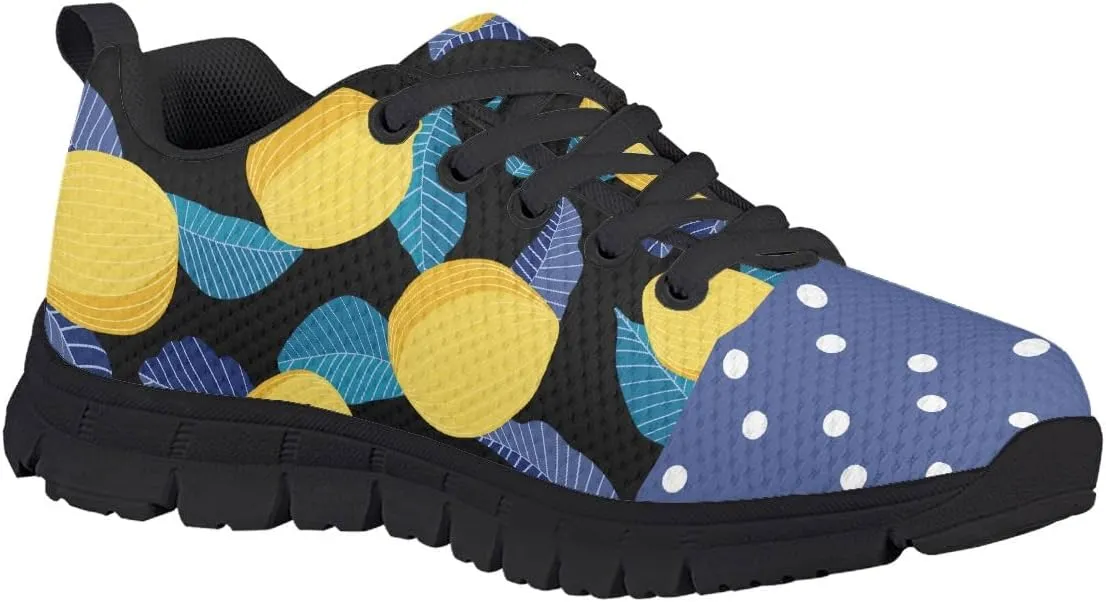 AmzPrint Pineapple Print Unisex-Child Mesh Comfy Tennis Walking Shoes Lace Up Low-Top Little Girls Running Shoes Size 1 Green