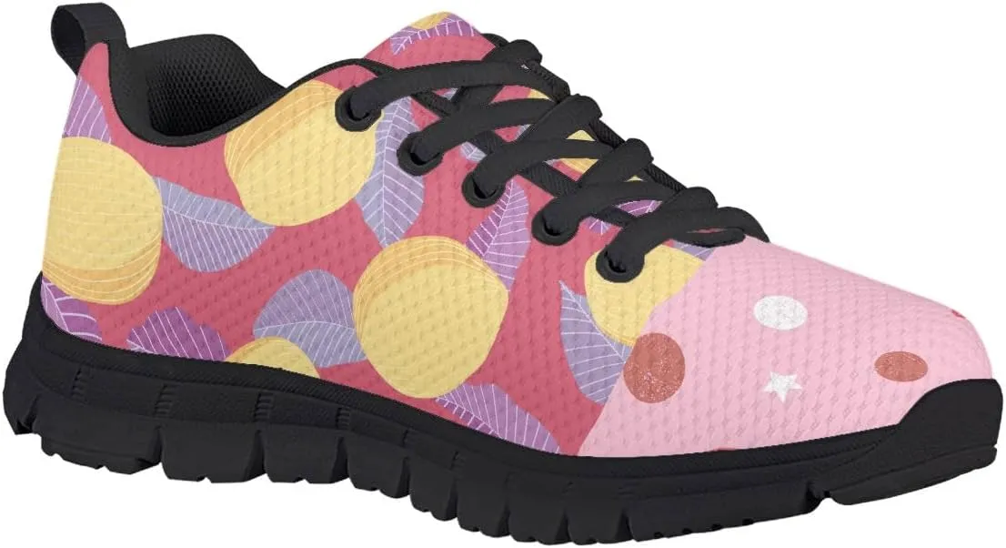AmzPrint Pineapple Print Unisex-Child Mesh Comfy Tennis Walking Shoes Lace Up Low-Top Little Girls Running Shoes Size 1 Green
