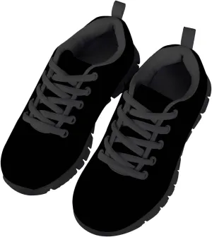 AmzPrint Unisex-Child Low Top Platform Air Cushion Black Sneakers Lace-Up Breathable Athletic Boys Running Shoes Size 1