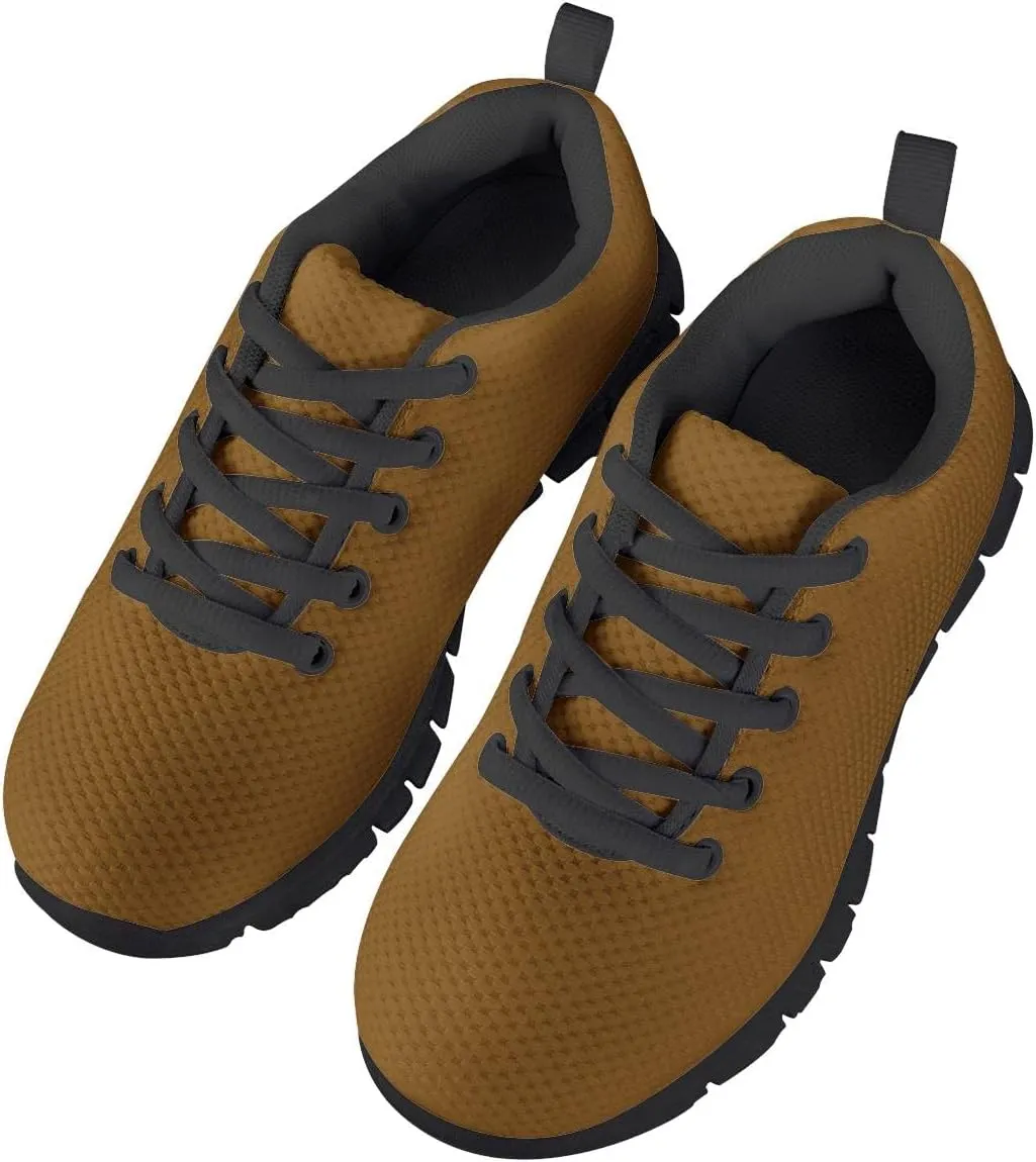 AmzPrint Unisex-Child Low Top Platform Air Cushion Black Sneakers Lace-Up Breathable Athletic Boys Running Shoes Size 1