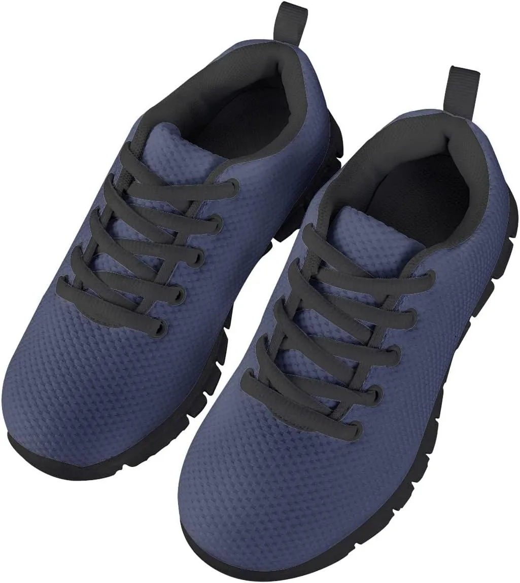 AmzPrint Unisex-Child Low Top Platform Air Cushion Black Sneakers Lace-Up Breathable Athletic Boys Running Shoes Size 1