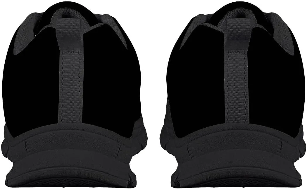 AmzPrint Unisex-Child Low Top Platform Air Cushion Black Sneakers Lace-Up Breathable Athletic Boys Running Shoes Size 1