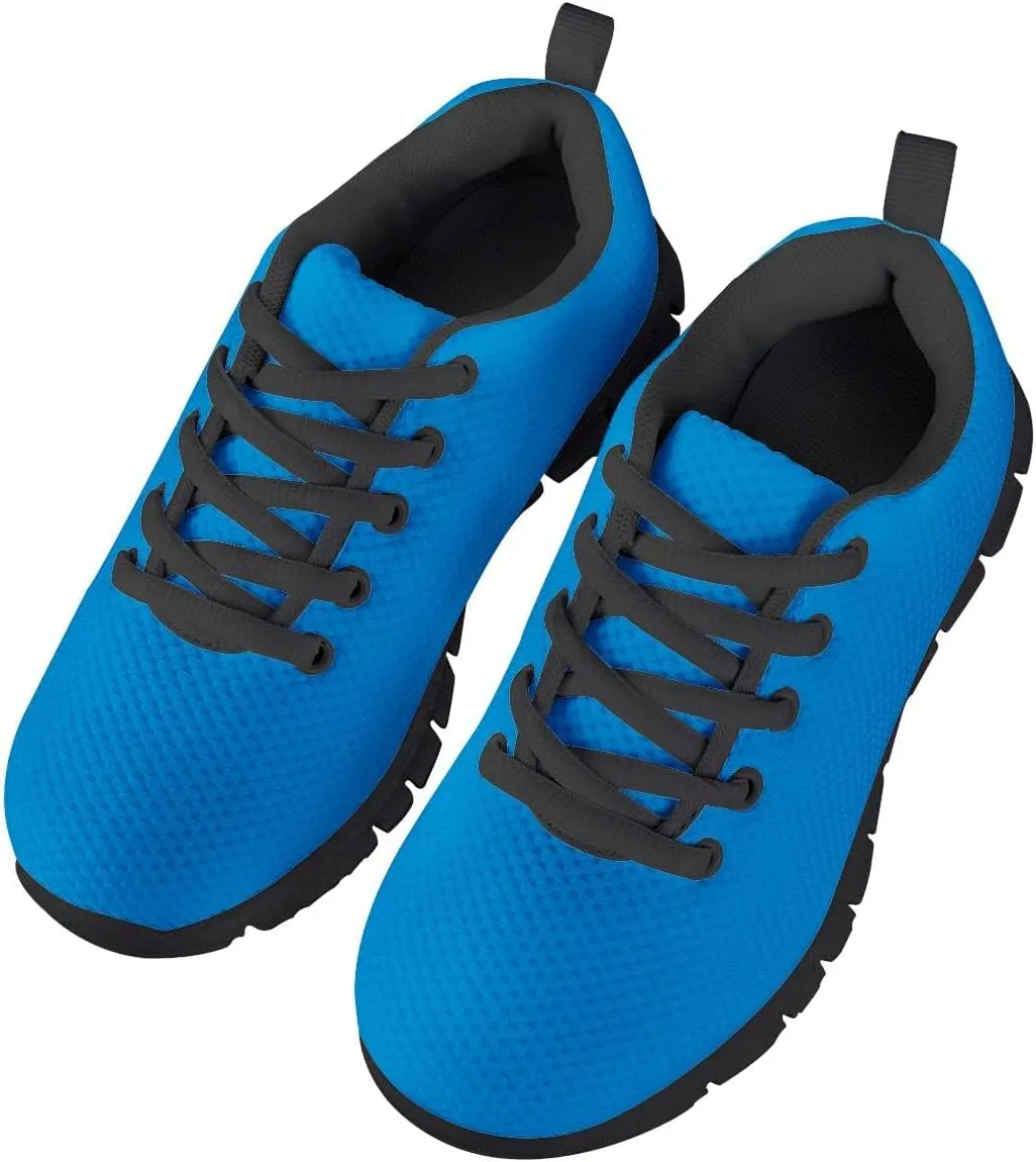AmzPrint Unisex-Child Low Top Platform Air Cushion Black Sneakers Lace-Up Breathable Athletic Boys Running Shoes Size 1