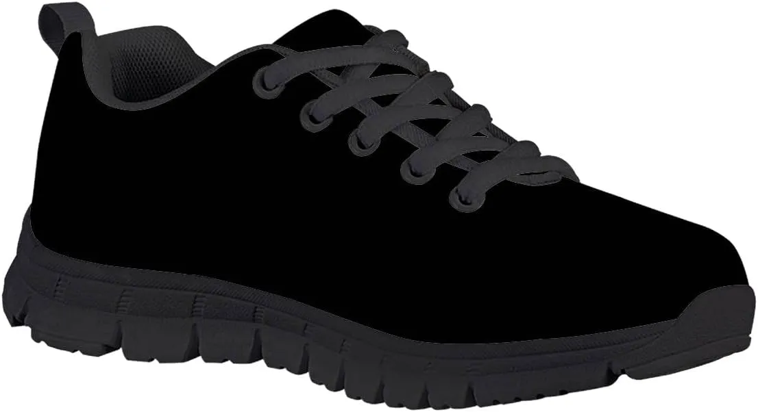 AmzPrint Unisex-Child Low Top Platform Air Cushion Black Sneakers Lace-Up Breathable Athletic Boys Running Shoes Size 1