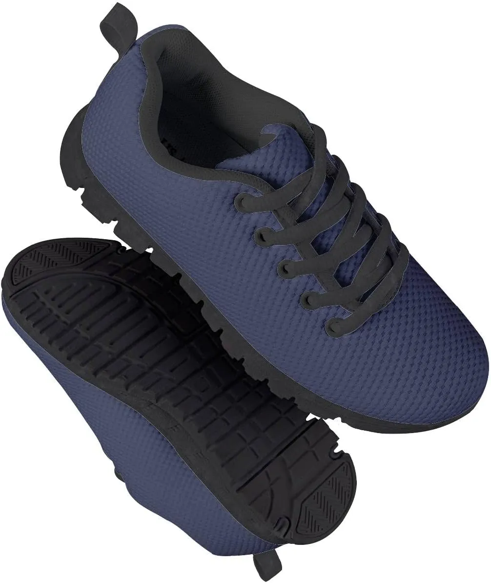 AmzPrint Unisex-Child Low Top Platform Air Cushion Black Sneakers Lace-Up Breathable Athletic Boys Running Shoes Size 1