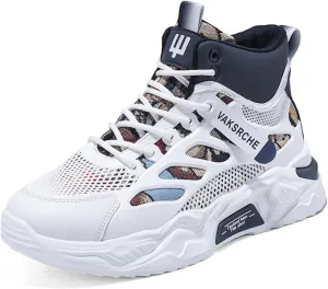 and Breathable Wide Basketball Shoes for Men, Also Ideal for Running and Walking. Extra Wide High - top Sneakers with Ankle Support, Combining Trend and Comfort (Blue,10)