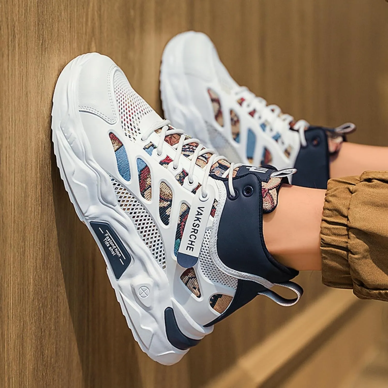 and Breathable Wide Basketball Shoes for Men, Also Ideal for Running and Walking. Extra Wide High - top Sneakers with Ankle Support, Combining Trend and Comfort (Blue,10)