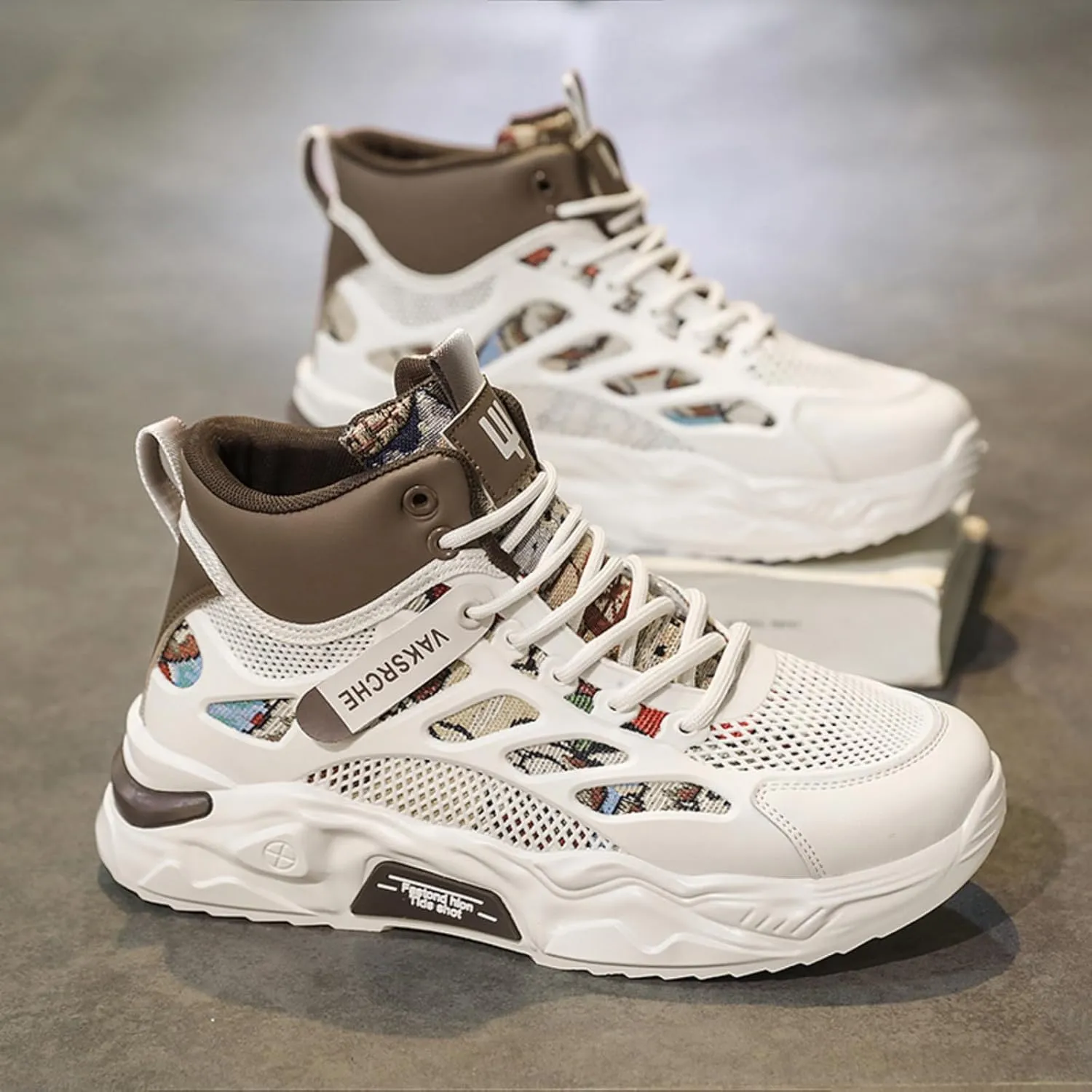 and Breathable Wide Basketball Shoes for Men, Also Ideal for Running and Walking. Extra Wide High - top Sneakers with Ankle Support, Combining Trend and Comfort Blue