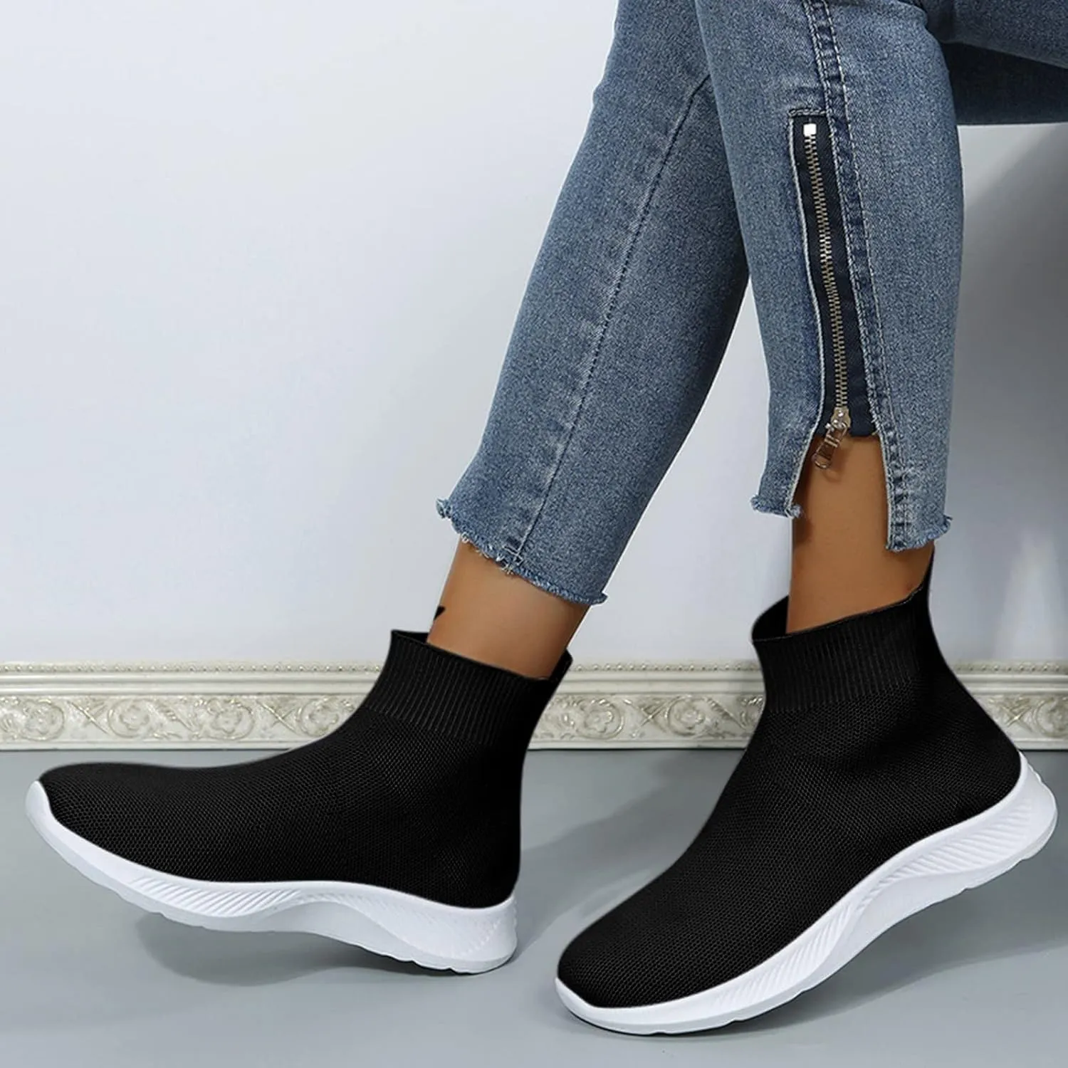 Black Platform Sneakers for Women Dressy Non Slip Work Shoes Women Wide Feet Women Slip On Shoes Mules Lightweight Sneakers for Women Size 8 Wide Women's Hiking Shoes Arch Support