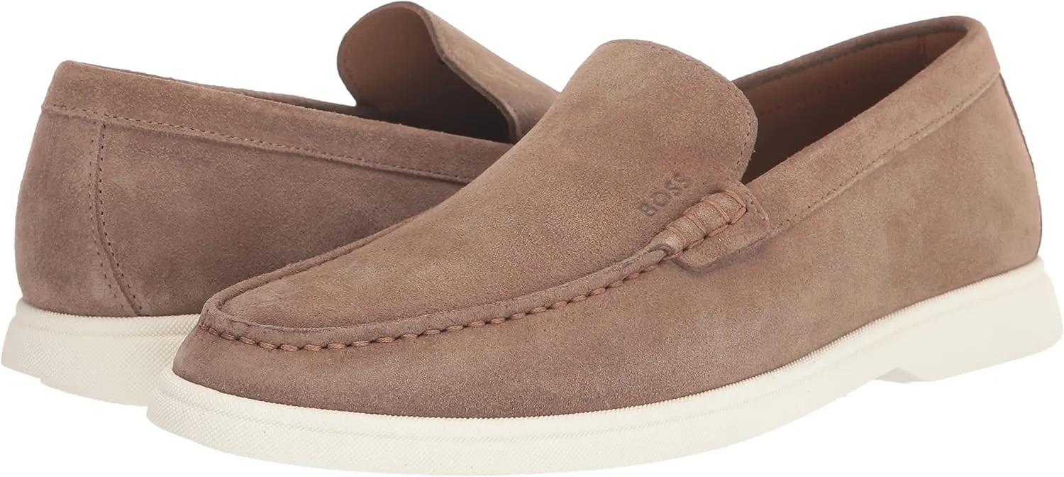 BOSS Men's Suede Loafers with Contrast Rubber Sole