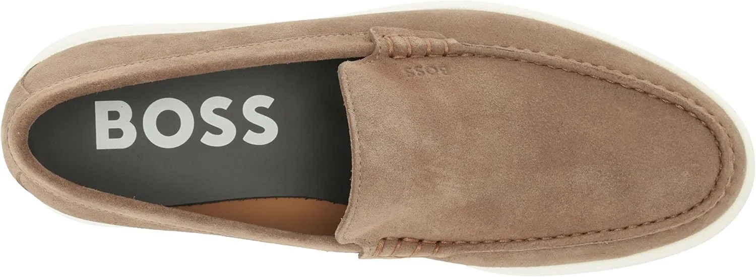 BOSS Men's Suede Loafers with Contrast Rubber Sole
