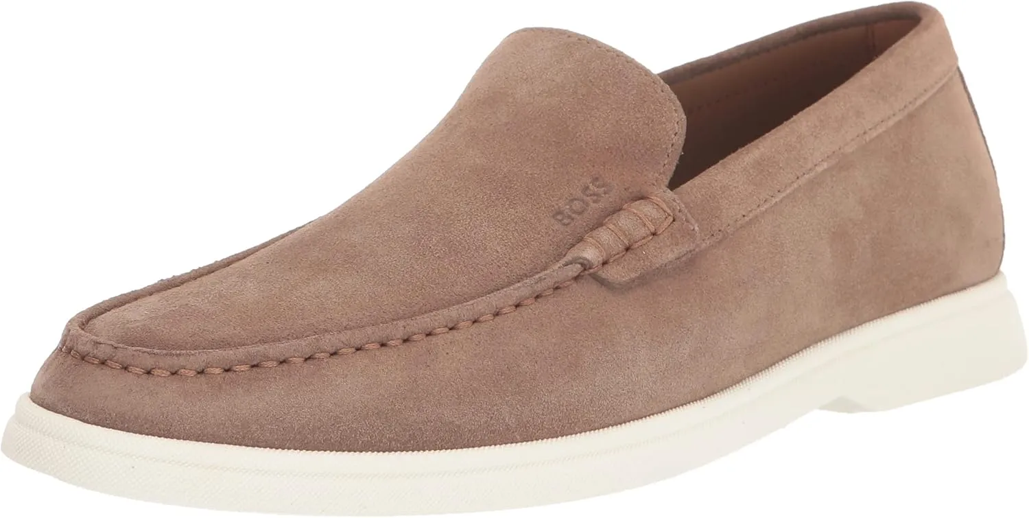 BOSS Men's Suede Loafers with Contrast Rubber Sole