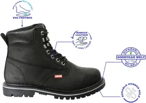 Cactus Men’s 611 Insulated Soft Toe 6” Construction Roofing Work Boots Nubuck Leather Rubber Sole Comfortable Industrial Construction Boots