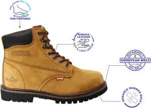 Cactus Men’s 611 Insulated Soft Toe 6” Construction Roofing Work Boots Nubuck Leather Rubber Sole Comfortable Industrial Construction Boots