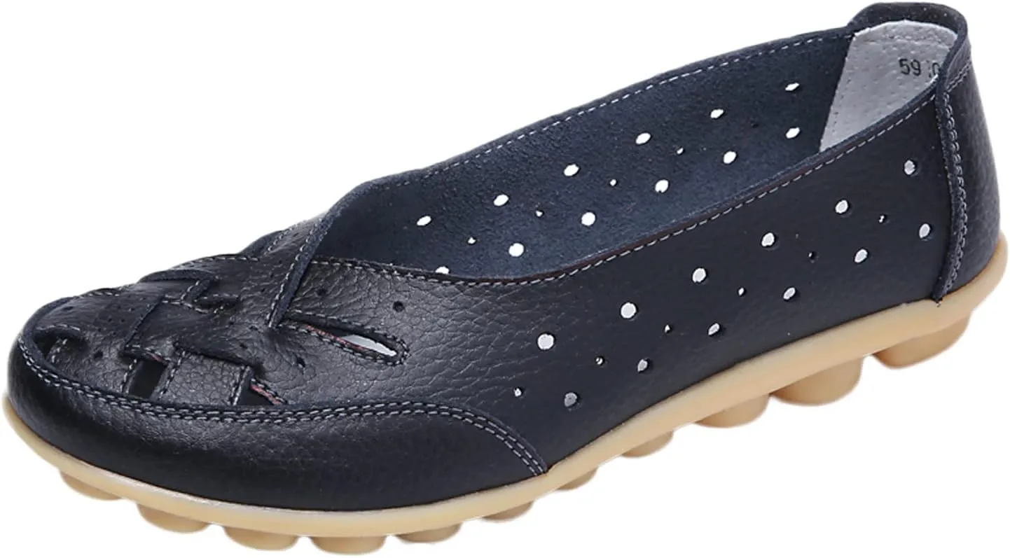 Cathalem Orthopedic Loafers for Women, Womens Casual Soft Leather Slip-on Flat Breathable Loafers, Orthopedic Shoes for Women