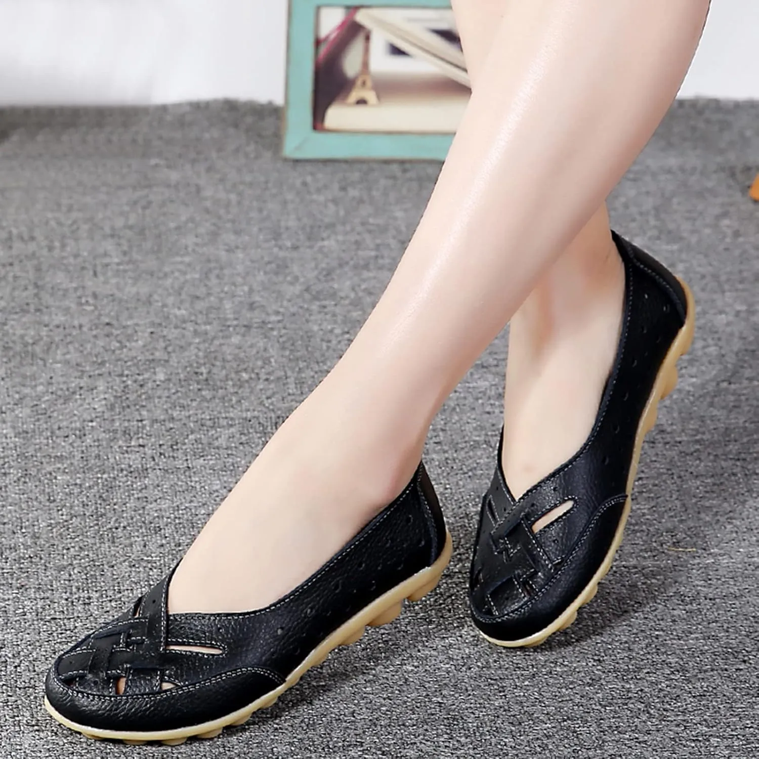 Cathalem Orthopedic Loafers for Women, Womens Casual Soft Leather Slip-on Flat Breathable Loafers, Orthopedic Shoes for Women