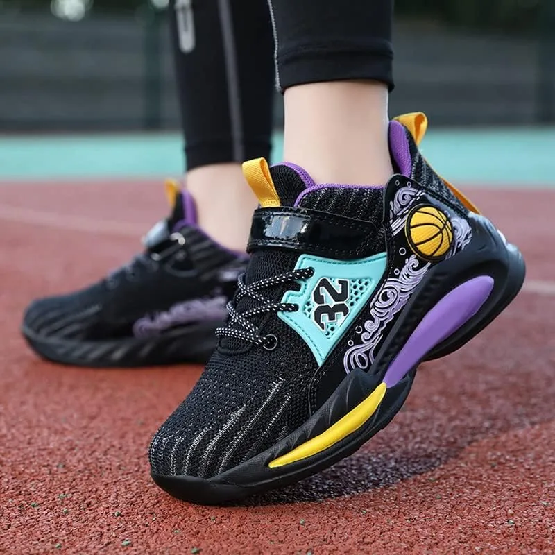 DHOVOR Kids Basketball Shoes Anti Slip Boys Girls Basketball Shoes Fashion Sneakers Basketball Trainers Comfortable Outdoor Sports Shoes for Girls (Little Kid/Big Kid)