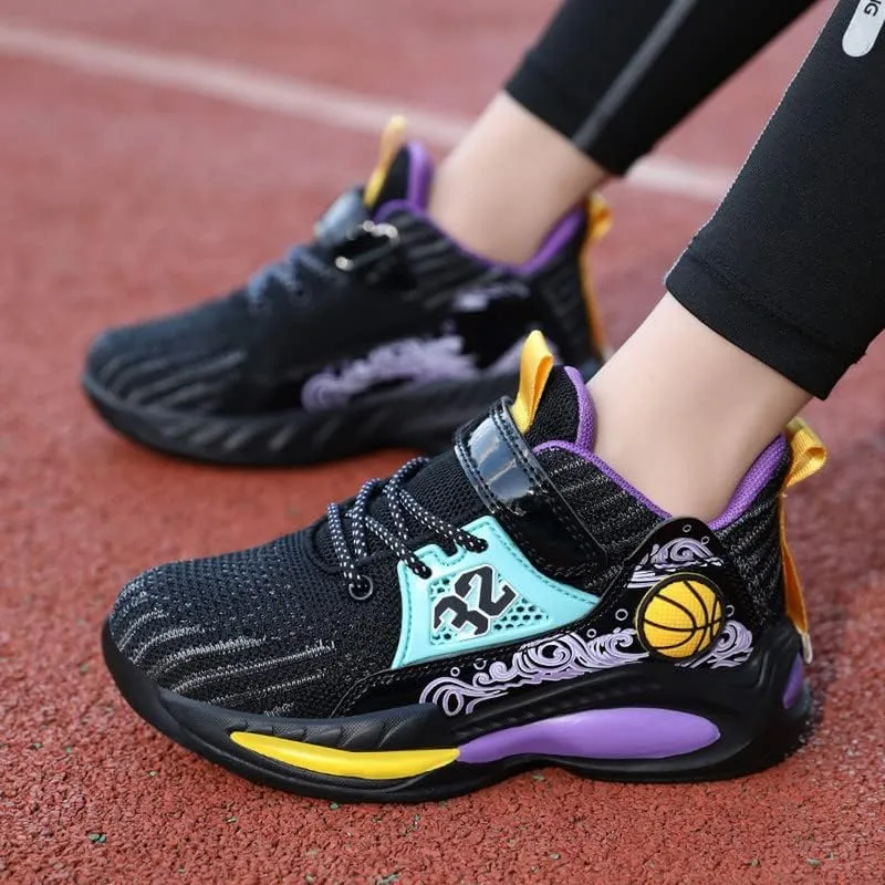 DHOVOR Kids Basketball Shoes Anti Slip Boys Girls Basketball Shoes Fashion Sneakers Basketball Trainers Comfortable Outdoor Sports Shoes for Girls (Little Kid/Big Kid)
