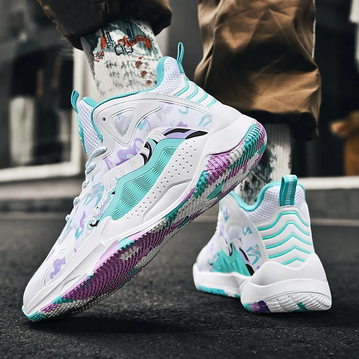 DHOVOR Womens Basketball Shoes, Teenager Fashion Basketball Sneakers, Anti-Slip Basketball Trainers Sports Shoes for Women Indoor and Outdoor