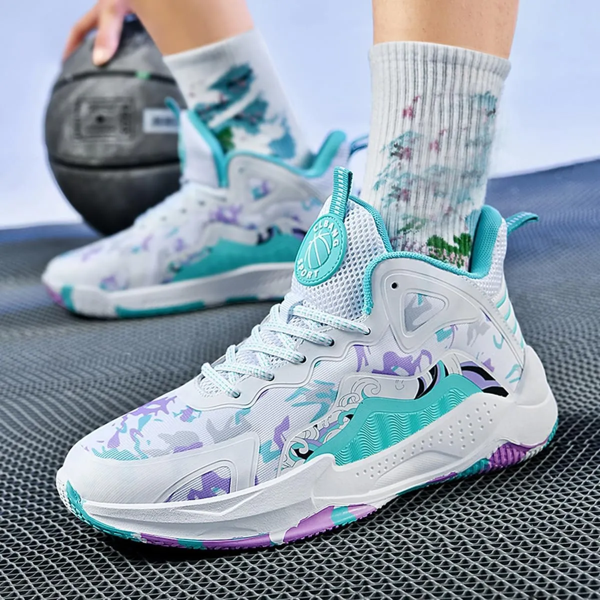 DHOVOR Womens Basketball Shoes, Teenager Fashion Basketball Sneakers, Anti-Slip Basketball Trainers Sports Shoes for Women Indoor and Outdoor