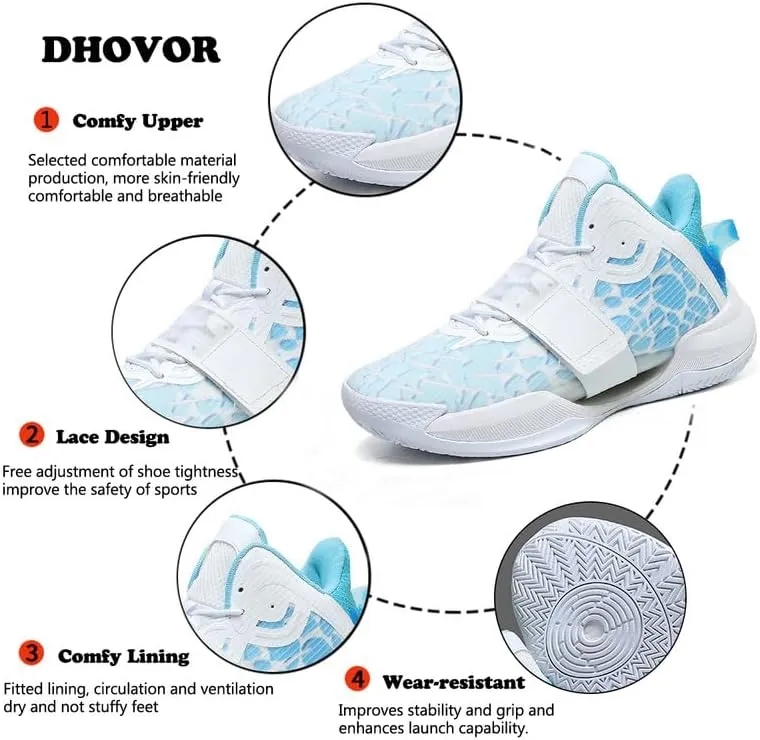 DHOVOR Womens Basketball Shoes Teenager Fashion Basketball Sneakers Anti-Slip Girls Basketball Shoes Indoor and Outdoor