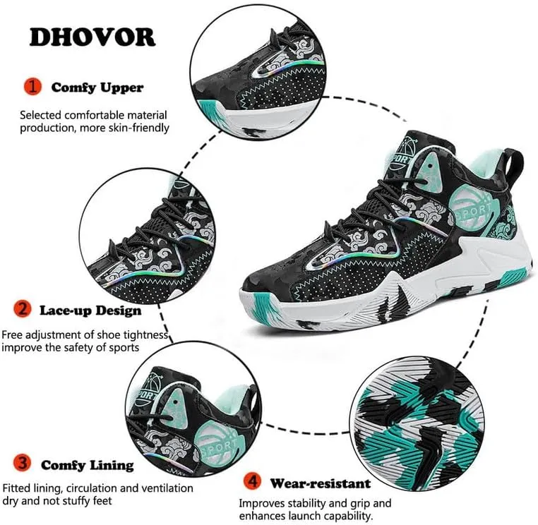 DHOVOR Womens Basketball Shoes Teenager Professional Anti Slip Fashion Basketball Sneakers Girls Tennis Shoes Trainers Sports Shoes for Womens