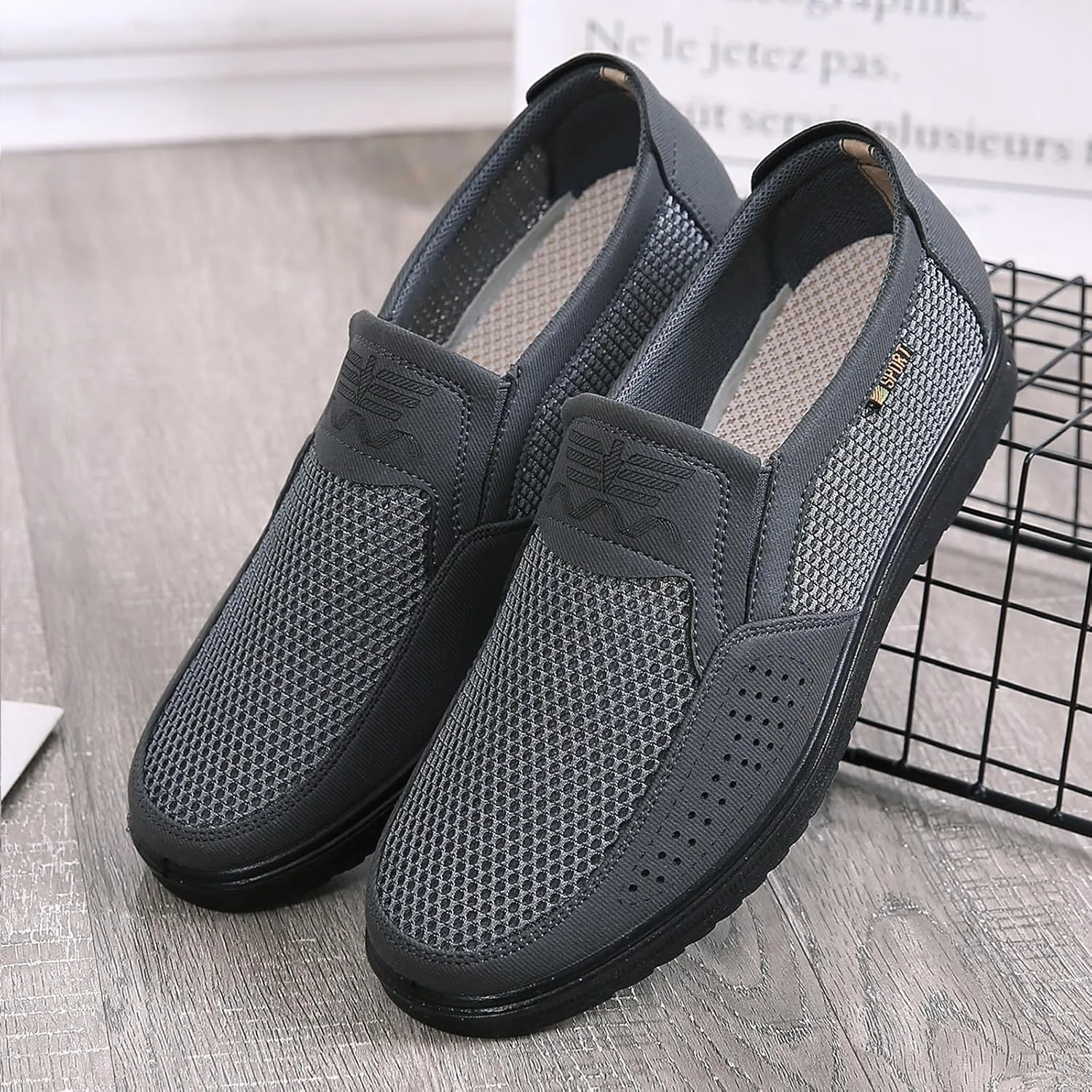Diabetic Shoes for Elderly Men, Adjustable Closure Breathable Lightweight Sneakers for Swollen Feet and Edema, Soft Leather Upper