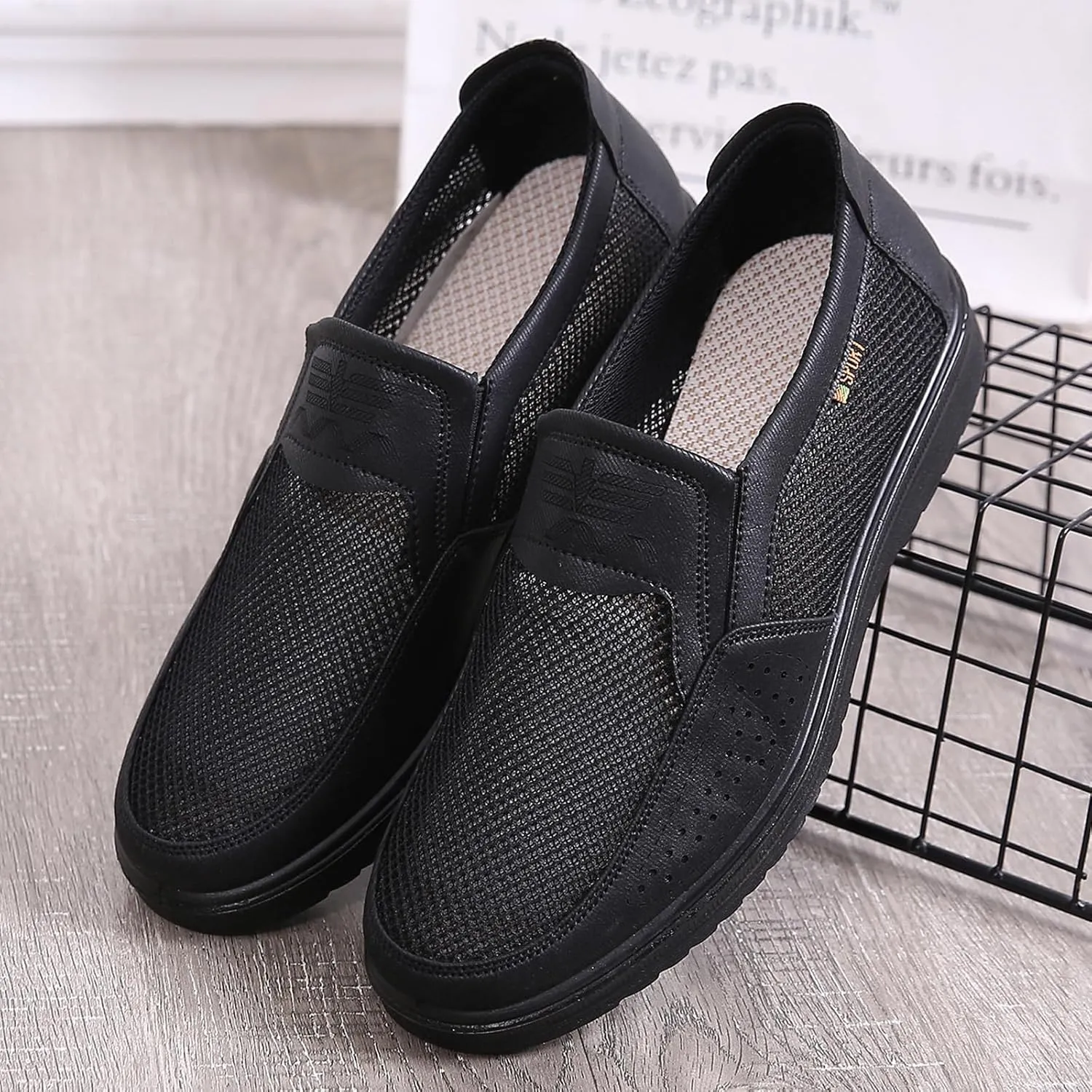 Diabetic Shoes for Elderly Men, Adjustable Closure Breathable Lightweight Sneakers for Swollen Feet and Edema, Soft Leather Upper
