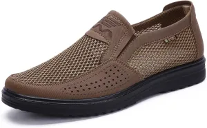 Diabetic Shoes for Elderly Men, Adjustable Closure Breathable Lightweight Sneakers for Swollen Feet and Edema, Soft Leather Upper