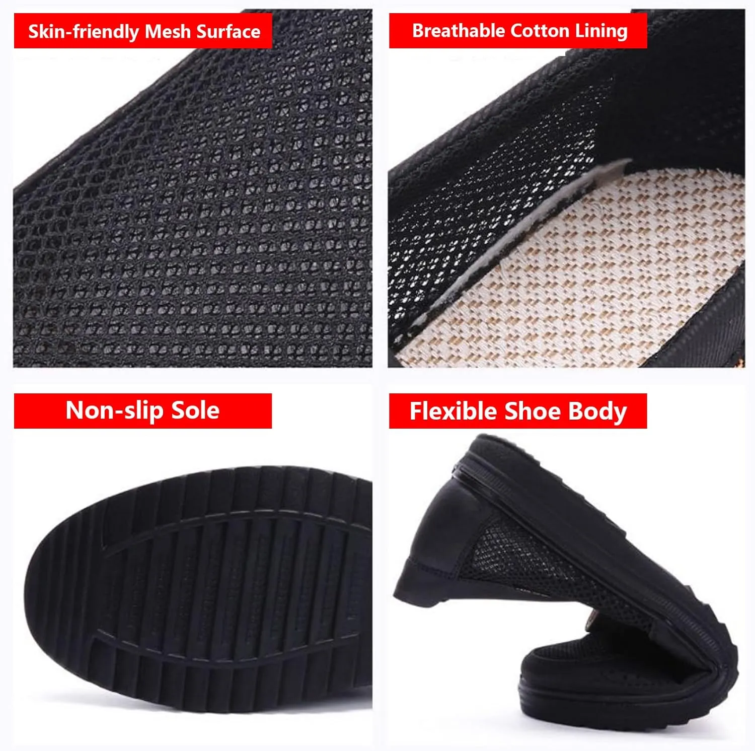 Diabetic Shoes for Elderly Men, Adjustable Closure Breathable Lightweight Sneakers for Swollen Feet and Edema, Soft Leather Upper
