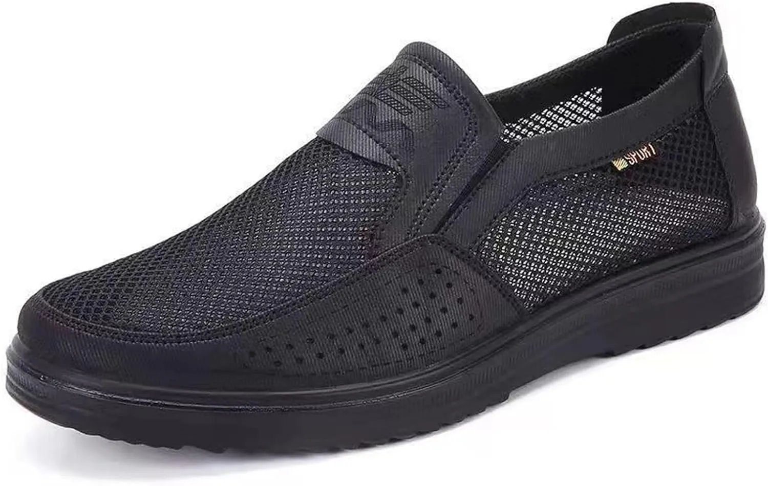 Diabetic Shoes for Elderly Men, Adjustable Closure Breathable Lightweight Sneakers for Swollen Feet and Edema, Soft Leather Upper