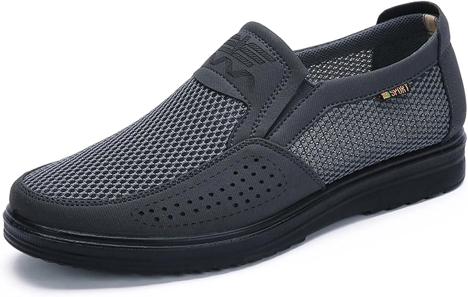 Diabetic Shoes for Elderly Men, Adjustable Closure Breathable Lightweight Sneakers for Swollen Feet and Edema, Soft Leather Upper