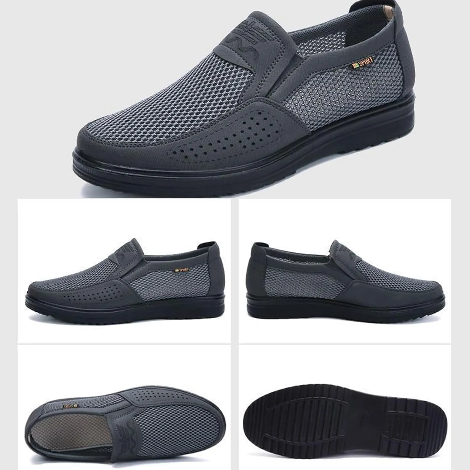 Diabetic Shoes for Elderly Men, Adjustable Closure Breathable Lightweight Sneakers for Swollen Feet and Edema, Soft Leather Upper