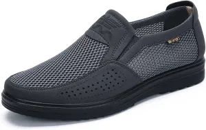 Diabetic Shoes for Elderly Men, Adjustable Closure Breathable Lightweight Sneakers for Swollen Feet and Edema, Soft Leather Upper