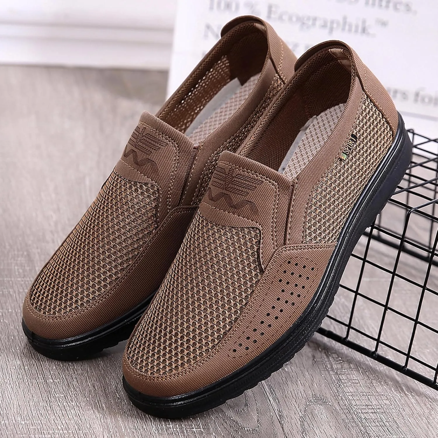 Diabetic Shoes for Elderly Men, Adjustable Closure Breathable Lightweight Sneakers for Swollen Feet and Edema, Soft Leather Upper